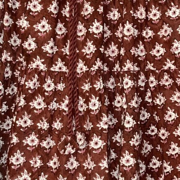 Daydress Block Printed Long-Sleeve Floral Print Dress Rope Tie Button Cottage Co - Picture 8 of 9